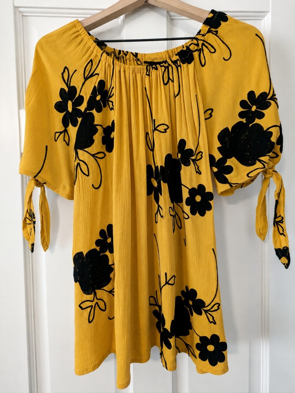 LIV Sunflower Yellow Tunic With Embroidered Flowers - Picture 1 of 5